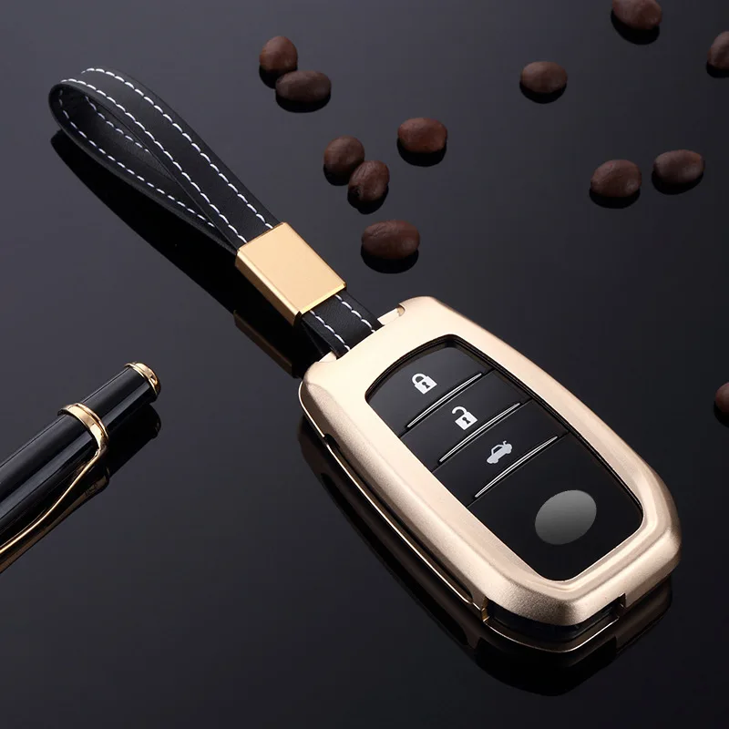 Чехол для автомобильного ключа из алюминиевого сплава Toyota чехлы ключей Chr Rav4 Auris