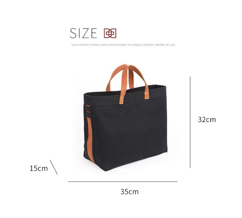 

Spring Autumn double layer heavy weight canvas bag single shoulder hand-held commuting briefcase women color contrast bag