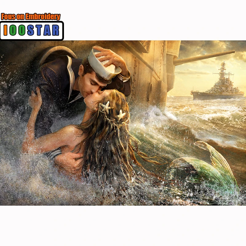 5D DIY алмазная живопись в морском стиле и с принтом виде русалки камни форме