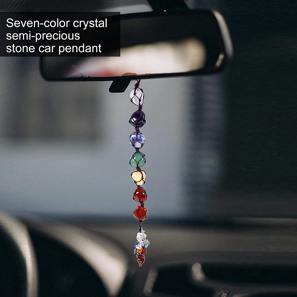 

7 Chakra Healing Crystals, Indoor Home Wall Decoration, Good Luck Car Hanging Gemstone Ornament, Window Hanging Crystals