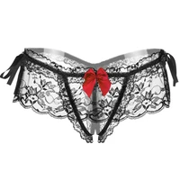 womens sexy lace panties transparent floral briefs lady girls bowknot sexy underwear porno lingerie crotchless thongs intimates