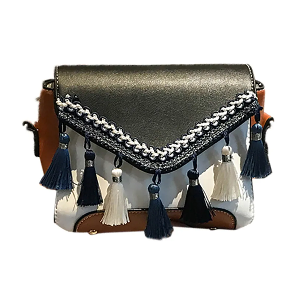 Винтажная Женская тканая сумка через плечо с кисточками пляжная Этническая