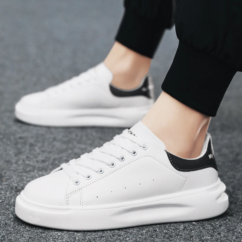 

White Mens Sneakers Thick Sole Leather Sneakers Men Shoes Casual Trending Products High Quality Shoe Comfort Shoes for Men