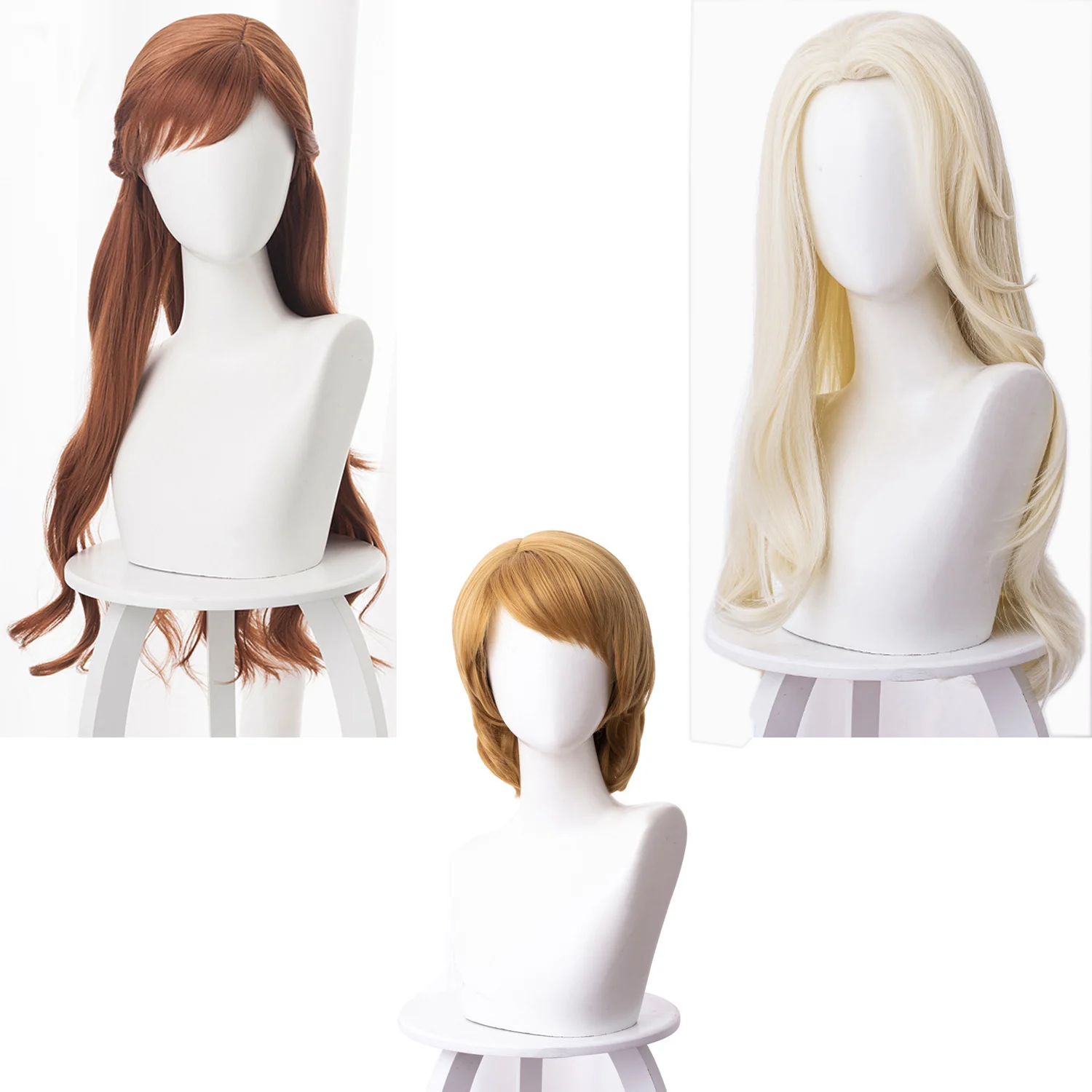 Elsa Anna Kristoff Wigs Snow Queen Princess Cosplay Wig Heat Resistant Synthetic Hair Cosplay Wigs + Wig Cap