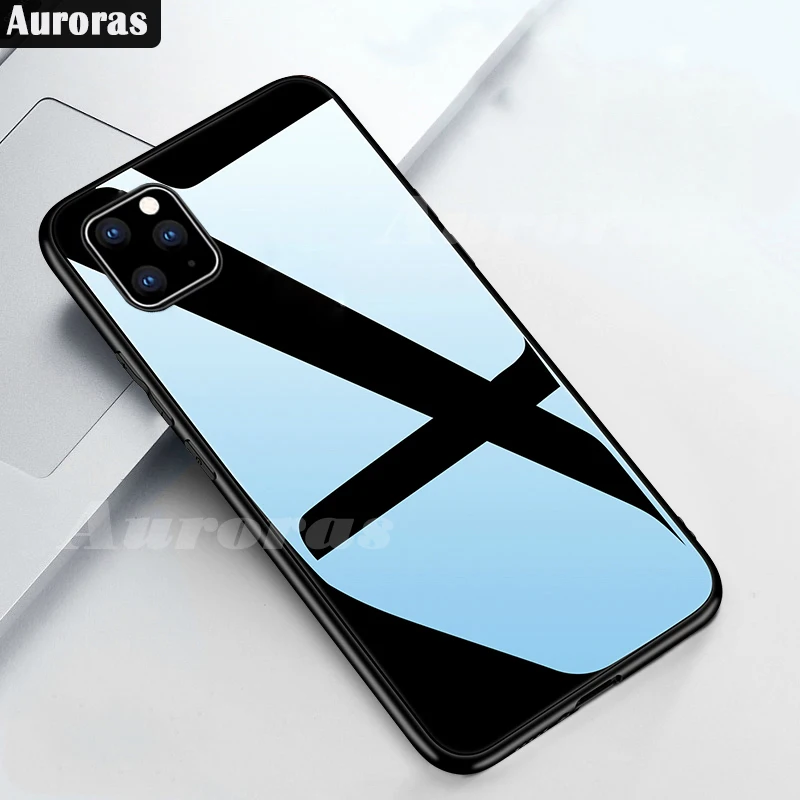 Глянцевый чехол Auroras из закаленного стекла для iPhone 11 силиконовая рамка жесткая