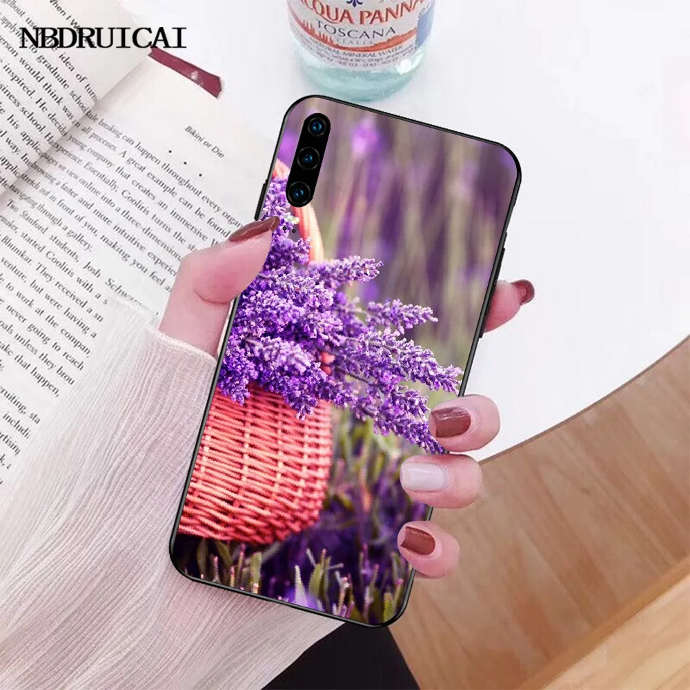 Мягкий черный чехол для телефона NBDRUICAI с лавандой и фиолетовыми цветами Huawei Honor 20