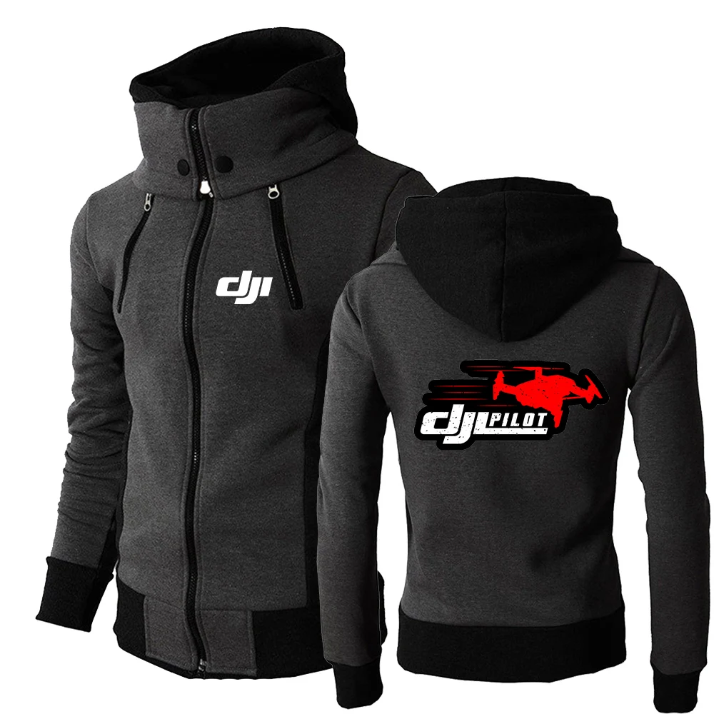 

Dji Mavic Pilot Logo Classic Men's Comfortable Print Zipper Hoodies Muscle Sportswear Hooded Coat Fitness Pocket Wild Sweatshirt