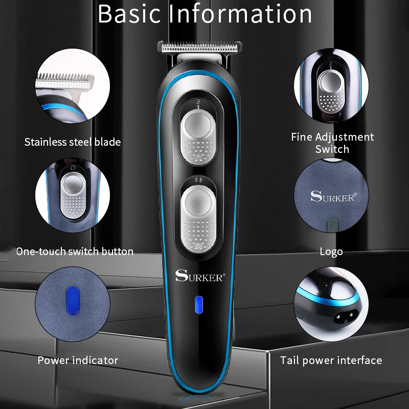 Беспроводной профессиональный триммер для волос мужчин машинка стрижки