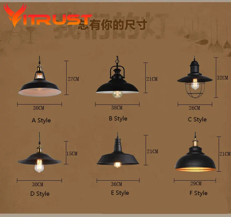 

Retro Loft Pendant Lighting Fixture Suspension lamp Industrial Hanging light deco dinning room