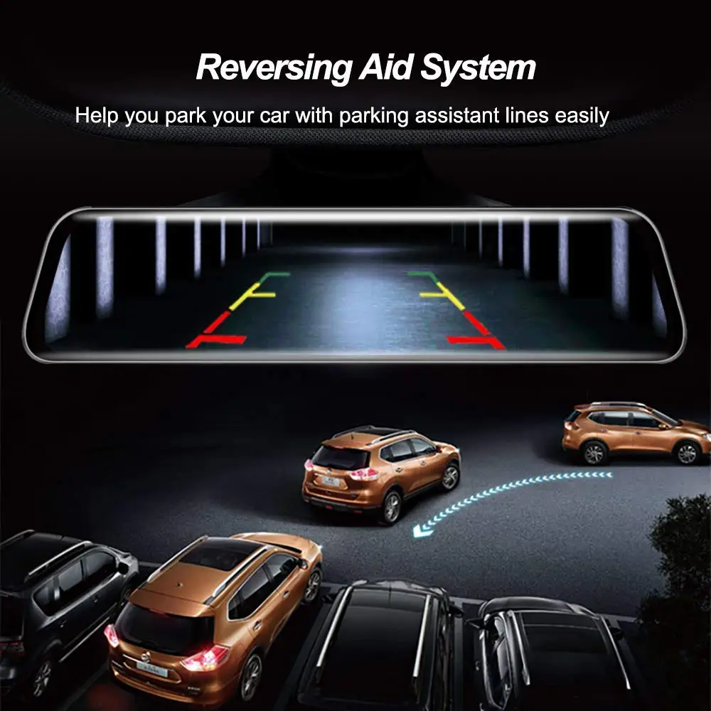 Автомобильный видеорегистратор TAVIN 12 дюймов зеркало заднего вида Full HD сенсорный