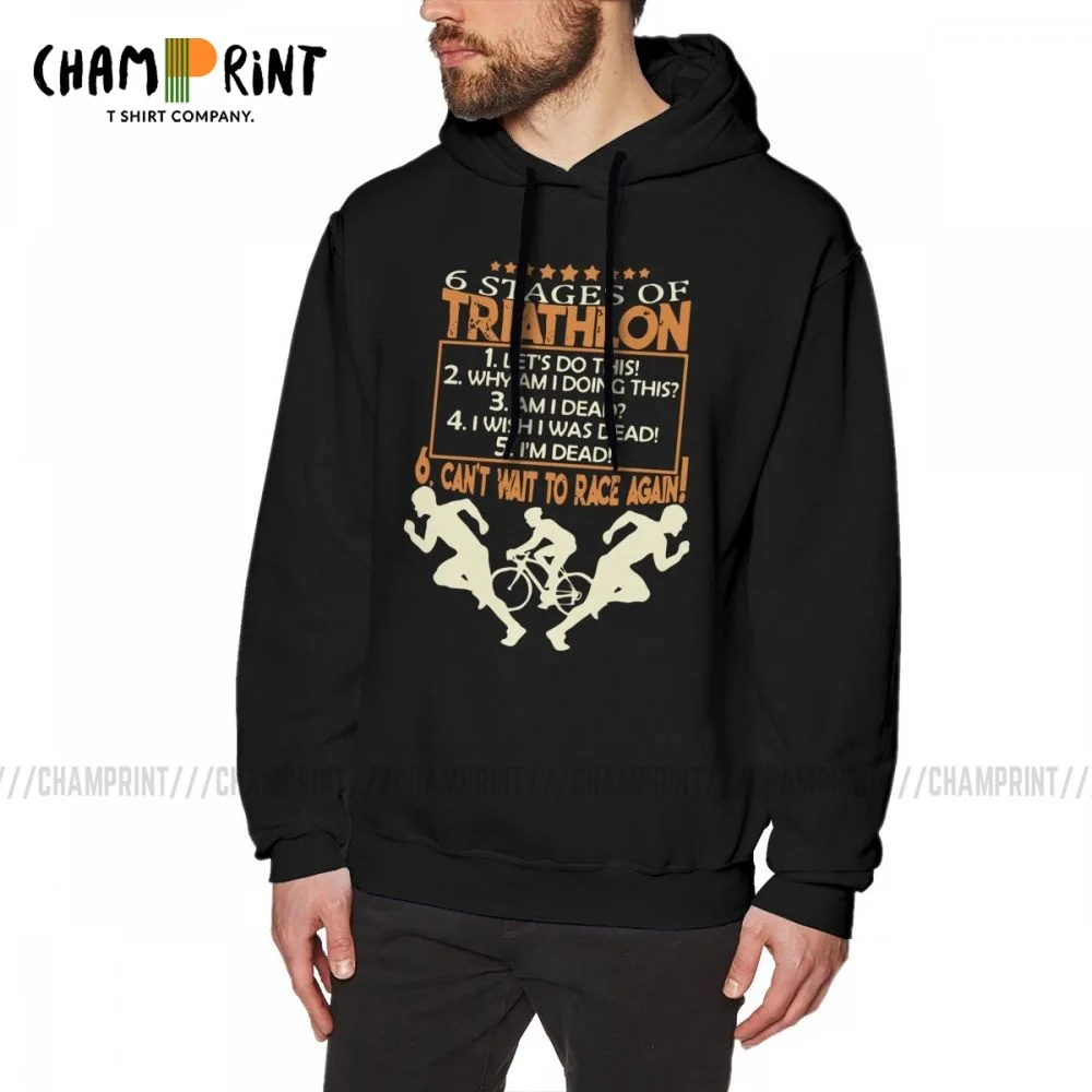 

6 Stages Of Triathlon Funny Triathlete Gift Man Sweatshirt Creative Race Run Bike Swimming Sport Hoodies Printed Hoodie Shirt