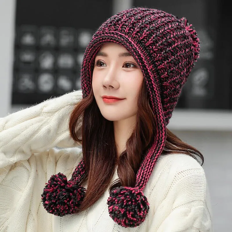 Женская трикотажная Шапка-бини с помпоном для езды на велосипеде и бега |