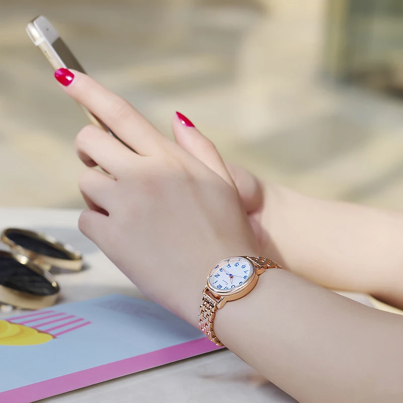 

NO.2 Women Bracelet Watches Luxury Fine Stainless Steel Ladies Watch Rose Gold Color Dress Wristwatch Gift With Box