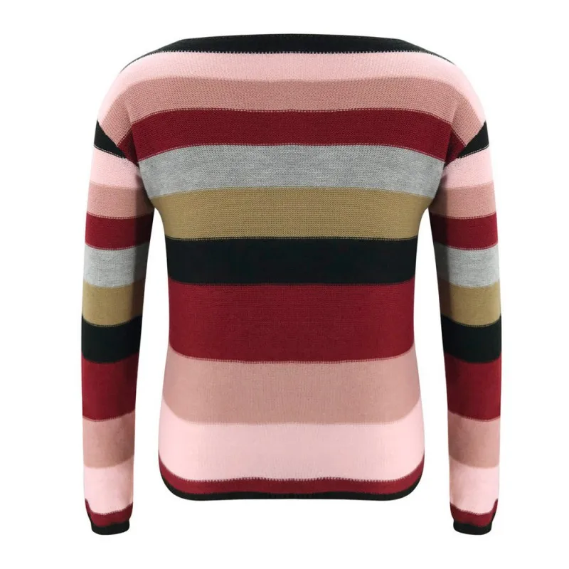 

Women Sweaters Autunmn Long-sleeved Round-necked Striped Pullover