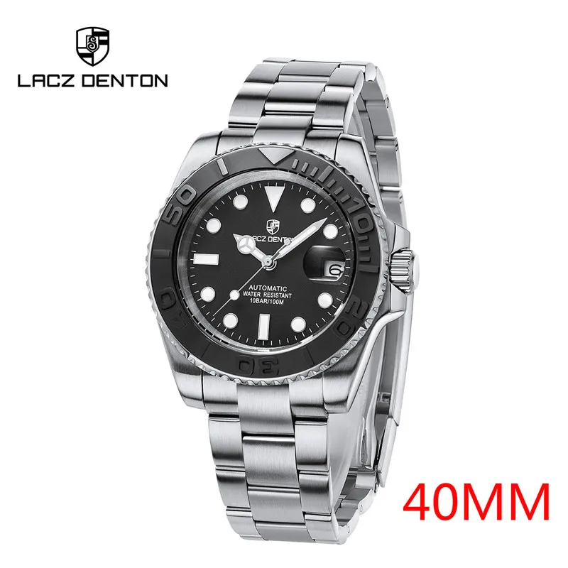 

New Men Automatic Watch Sapphire Luxury Mechanical Wristwatch Lacz Denton Stainless Steel Waterproof Watch Men relogio masculino