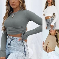 women%e2%80%99s long sleeve crop tops drawstring slim fit casual modal pullover top t shirts