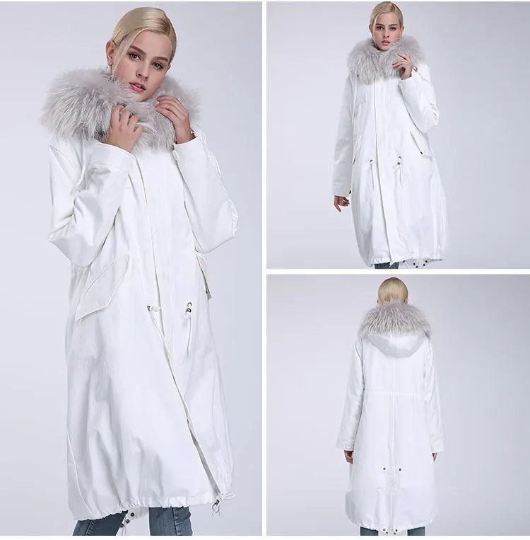 2019 Иу новое поступление воротник из меха енота подкладка кроличьего Рекс парка