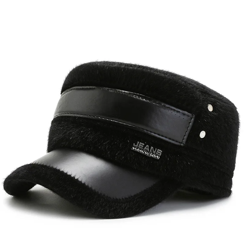 Шапка-бомбер мужская из натуральной замши Толстая теплая купольная шапка нубука