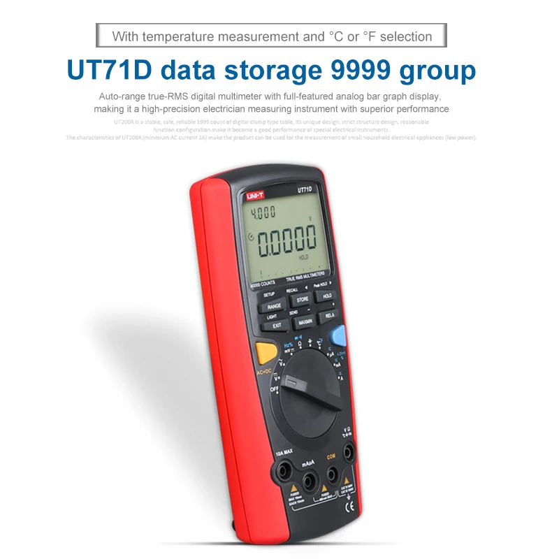 Цифровой мультиметр UNI-T UT71C UT71D UT71E RMS AC DC инструмент Вольт-Ампер Ом измеритель