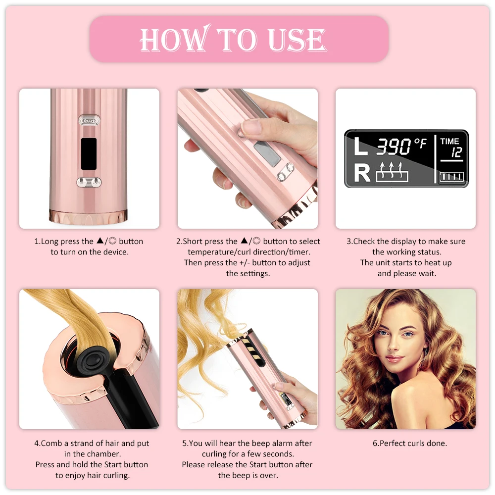 

LCD Full Automatic Hair Curler Rotating Curling Iron Ceramic Heating Hair Stick Professional Magic Heating Tube Air Spin Curl