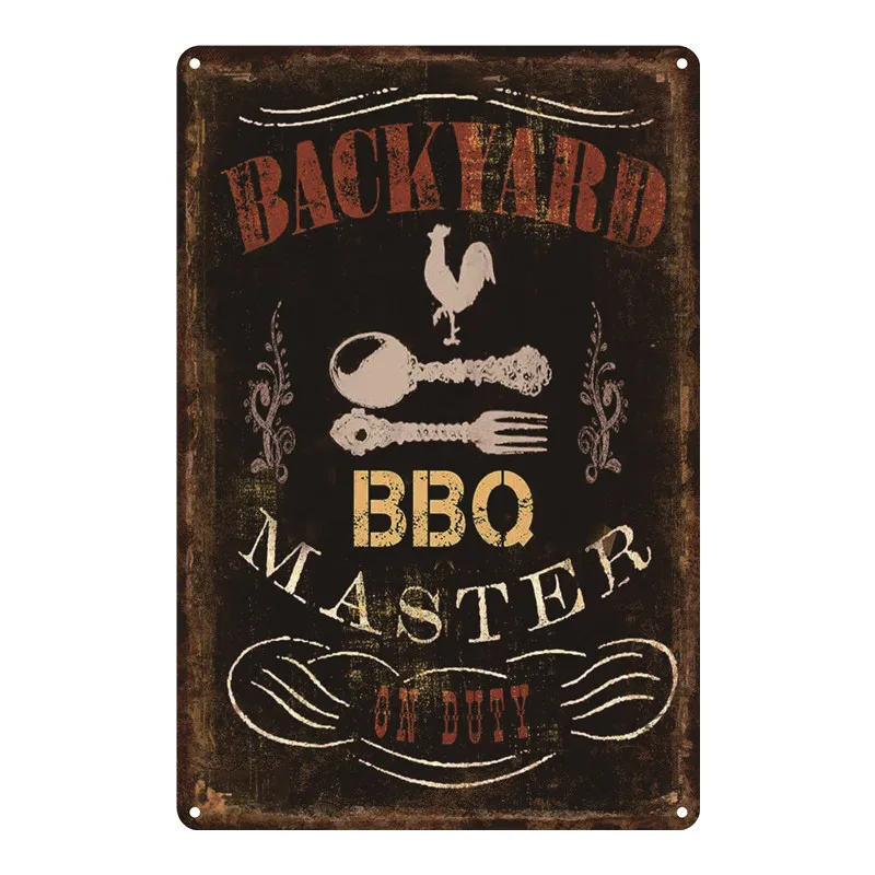 DAD'S BBQ Ретро металлическая Жестяная Табличка с металлическим декором для стен