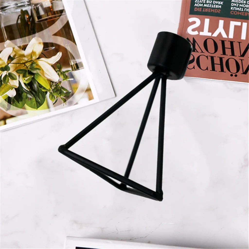 Подсвечник в скандинавском стиле черный геометрический подсвечник из кованого