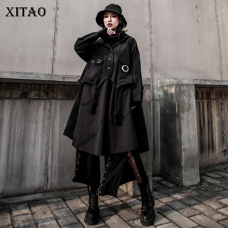 XITAO/Большие размеры лоскутный Женский Тренч с заклепками и карманами 2019 модное