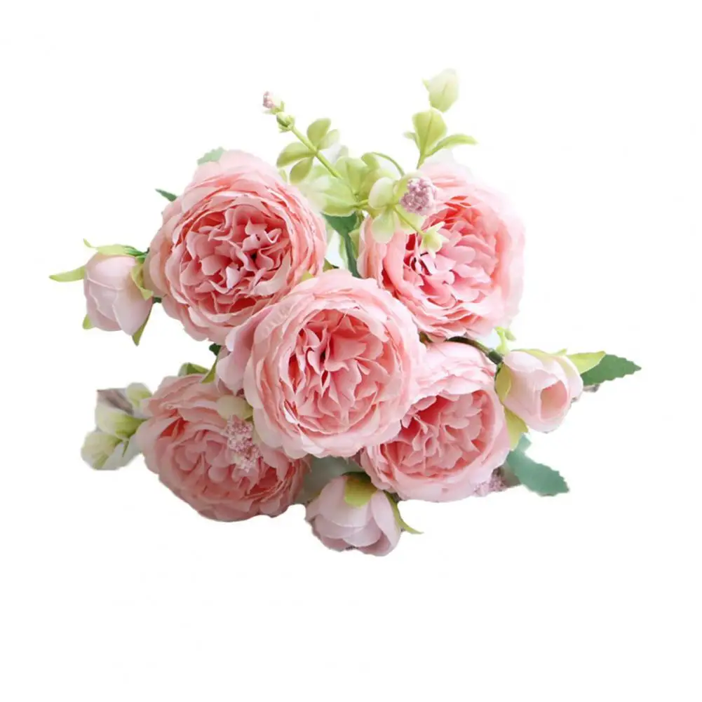 

Искусственный цветок из искусственного шелка, украшение для дома, 1 бутон, 5 головок