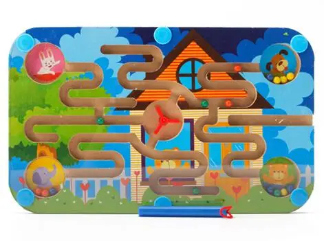 Blue Магнитный лабиринт деревянная доска ранее детство обучающий игрушки игра P маленький лабиринт со стилусом - Цвет: Blue
