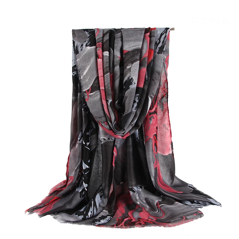 

2021 Women's Spring and Autumn Big Lily Student Print Cotton Fashion All-match Sunscreen Silk Scarf Shawl Beach Towel