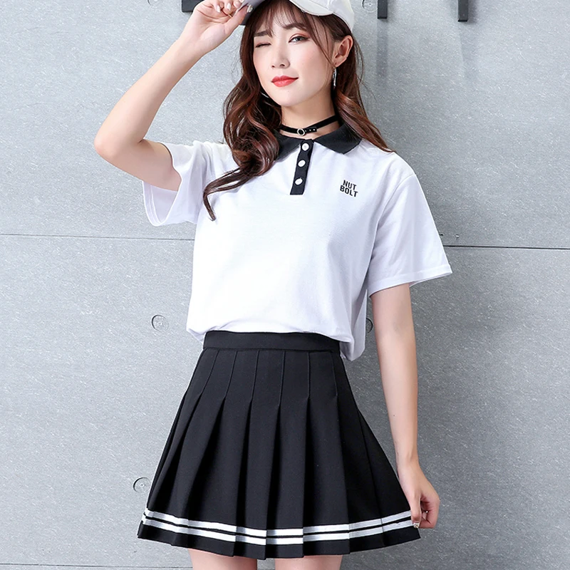 

Hot Sale 2021 High Waist Pleated Skirts Kawaii Harajuku Skirts Women Lolita Sailor Skirt Large Size Preppy School Uniform