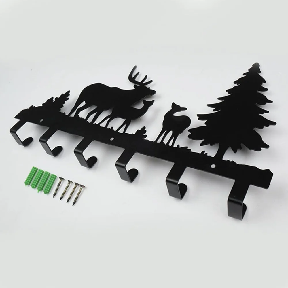 

1 Pc Stainless After the Door Coat Hooks Deer and Trees Art Wall Decor Hanger Key Cothing Holder Indoor Decoration