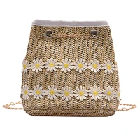 2019 newest hot women straw woven bag summer beach rattan shoulder bags wicker weave handbag crossbody mini messenger phone bags