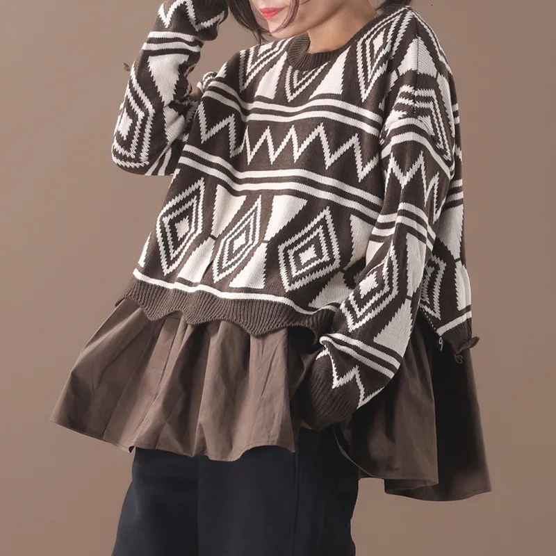 Max LuLu Fashion Korean Winter Ladies Punk Clothes Womens Printed Knitted Pullovers Patchwork Casual Sweaters Plus Size Knitwear | Женская