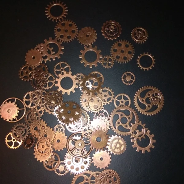 About 120g/lot DIY jewelry Making Vintage Metal Mixed Gears Steampunk Gear Pendant Charms Bracelet Accessories(Ancient red coppe | Игрушки и