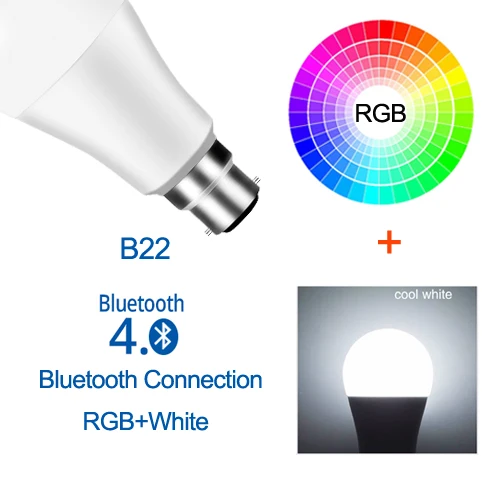 B22 умная Светодиодная лампа E27 RGBW 15 Вт WiFi лампа Bluetooth 4,0 умная лампа RGB+ белый цвет изменение затемнения AC85-265V гостиничная кухонная лампа - Испускаемый цвет: B22 RGBW Bluetooth