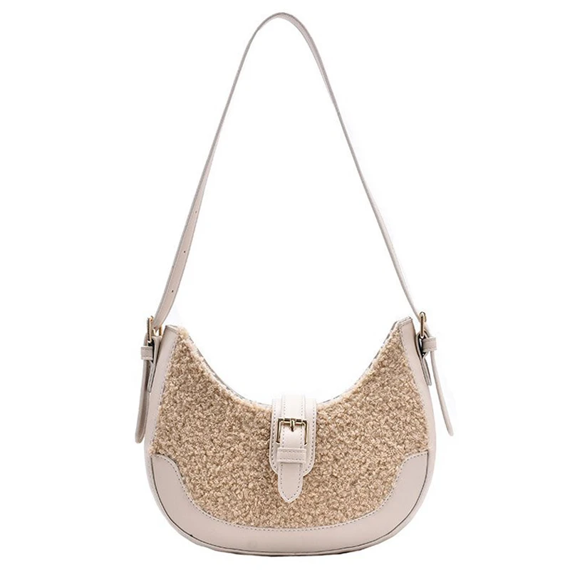 

Winter Women's Plush Handbags Shoulder Bags For Women Fashion Ladies Baguette Underarm Bags Trending Crossbody Bag Purse Feamel