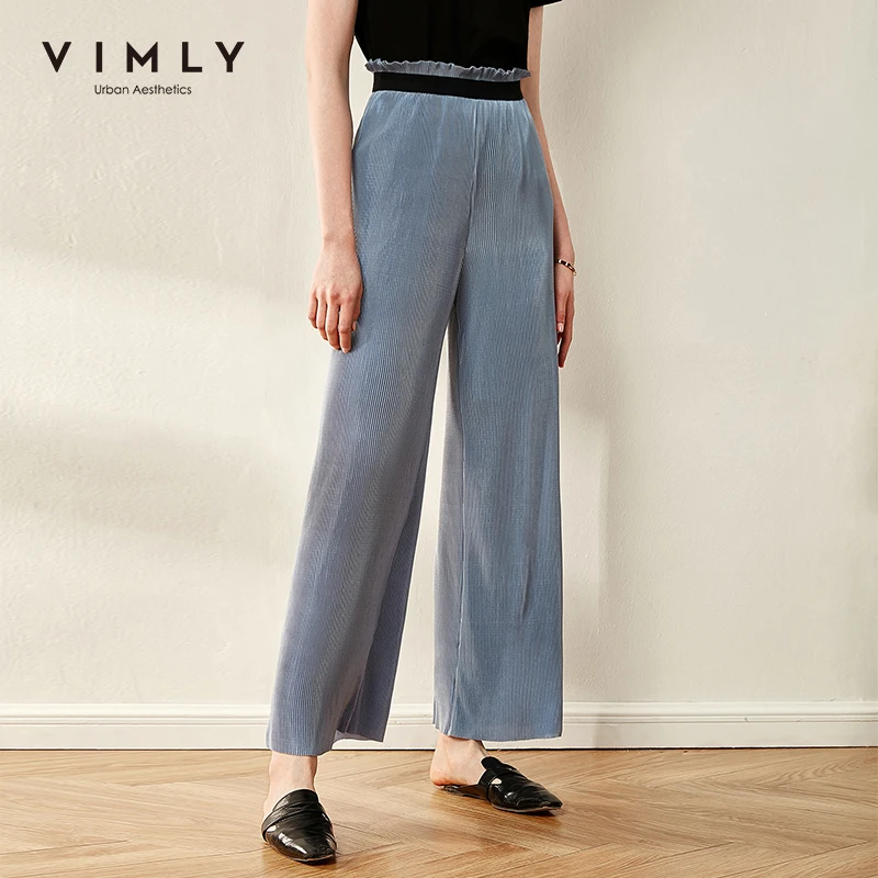 Женские офисные широкие брюки Vimly элегантные свободные тонкие повседневные с