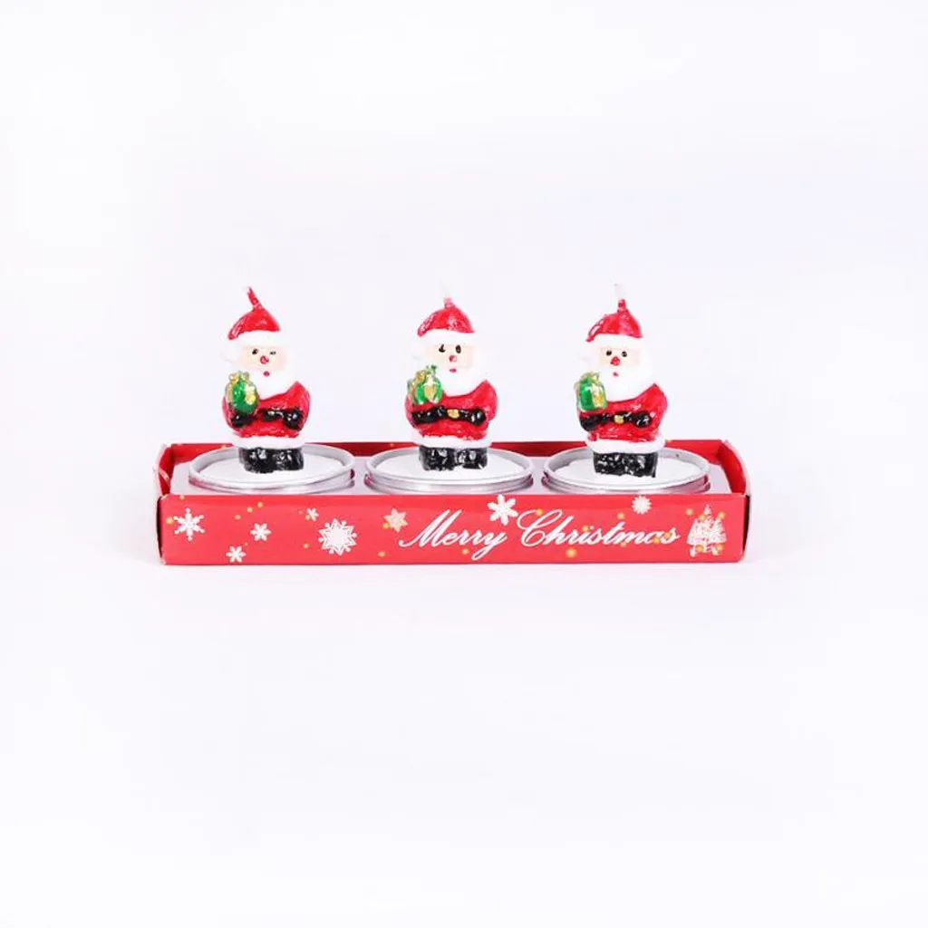 D Christmas Cartoon Candles Cute Xmas Tree Santa Snowman House Shaped Party Birthday Cake Candles Adornos Navidad Christmas Candle - Цвет: D