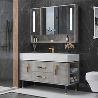 customized modern simple smart stone plate integrated bathroom cabinet combination floor standing bathroom wash basin