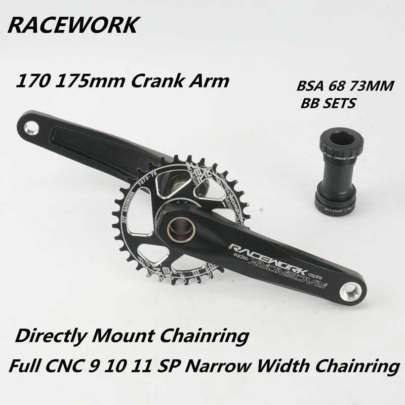 RACEWORK MTB горный велосипед из алюминиевого сплава 170 175 мм рукоятки 32T 34 Т 36 38T прямое