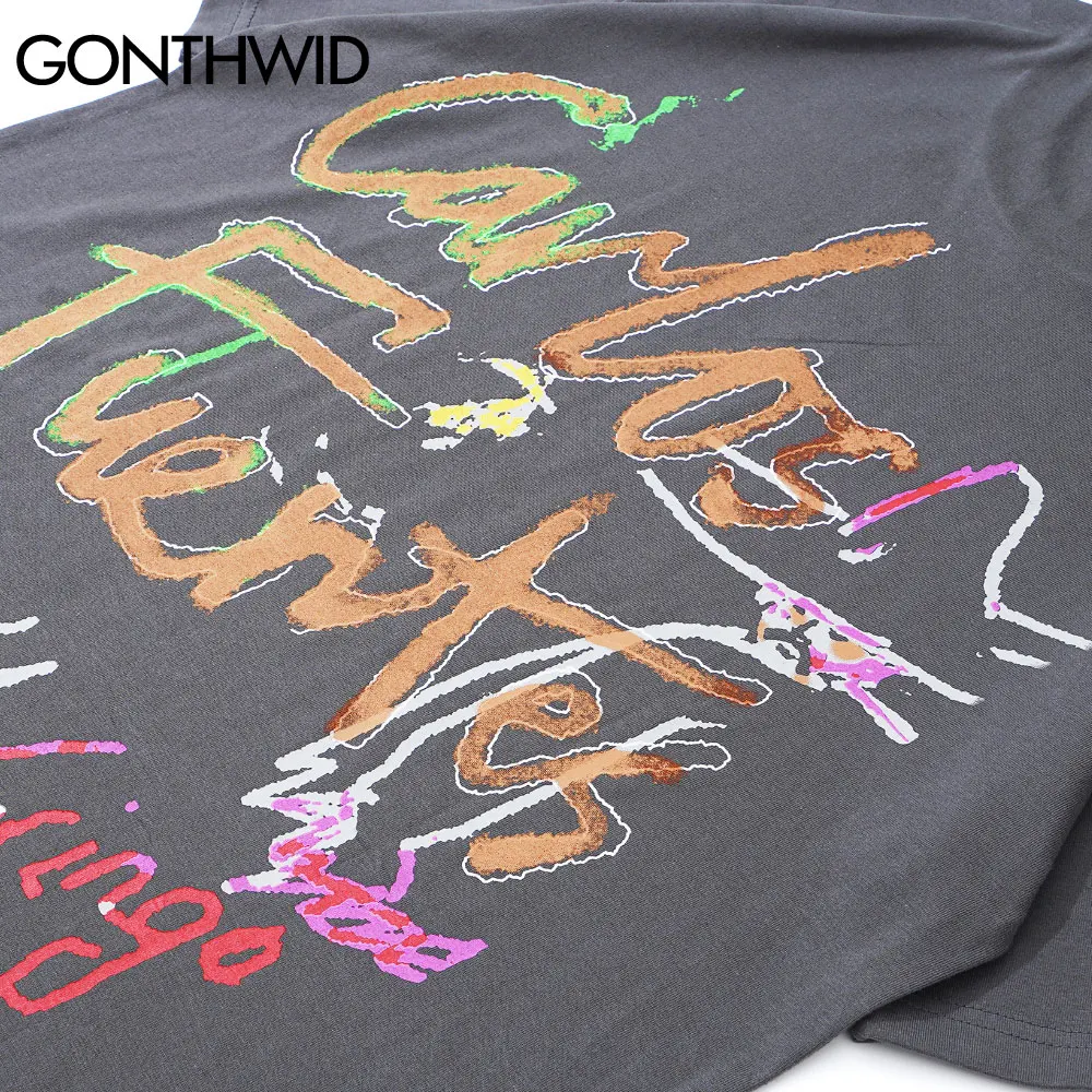 

GONTHWID Tees Shirts Streetwear Hip Hop Graffiti Cartoon Bear Punk Rock Gothic Tshirts Harajuku Hipster Casual Short Sleeve Tops