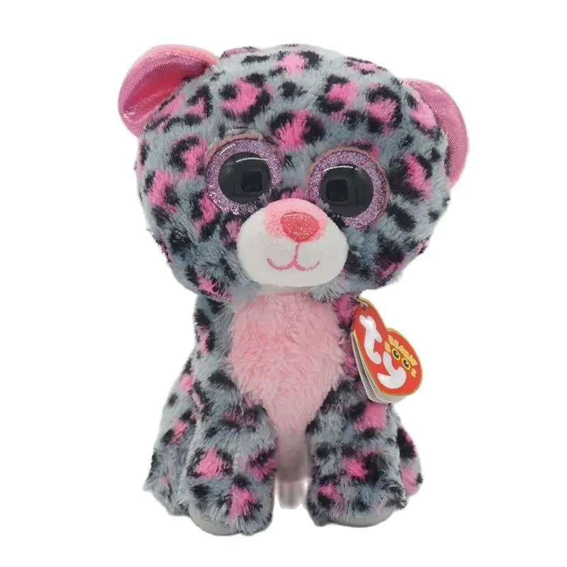

15 см Ty Beanie Boos с большими глазами Розовый Пятнистый Серый леопардовый симпатичный успокаивающий мягкий игрушечный животный Кукла Детская иг...