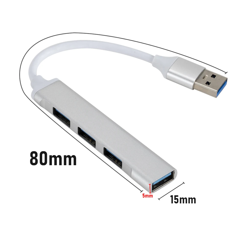 

4 Ports 5Gbps High Speed USB 3.0 HUB Aluminum Alloy USB 3.0 2.0 Adapter Multi Splitter Portable Extender for Computer Laptop PC