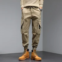 tactical cargo pants men joggers harajuku pants ribbons solid color multi pocket man sweatpants streetwear fashion cargo pants