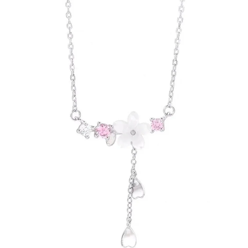 Женское Ожерелье-чокер из серебра 925 пробы с хрустальными ракушками и цветами