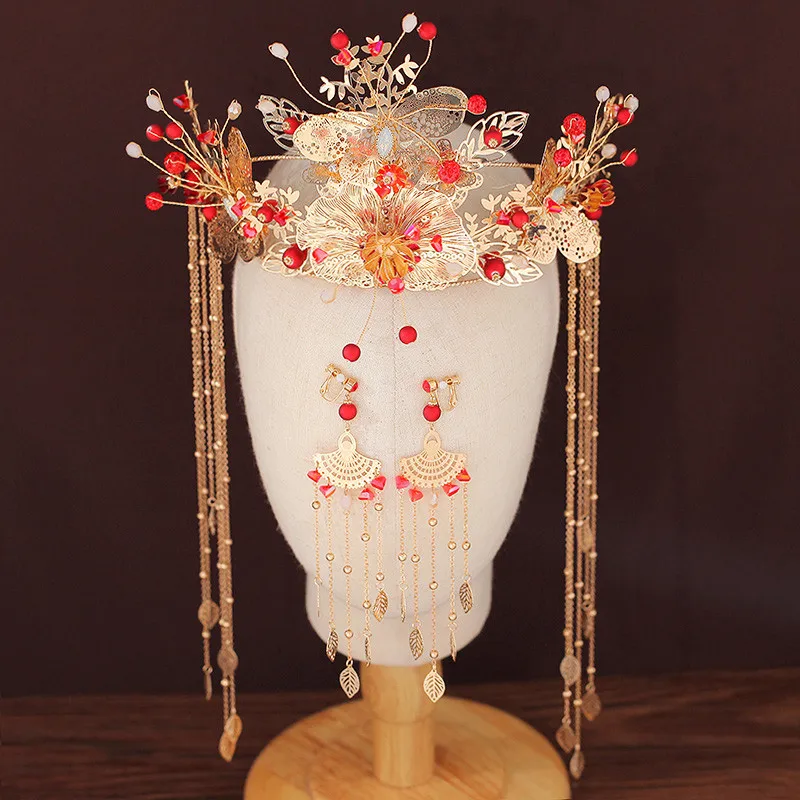 Свадебный головной убор JaneVini в традиционном китайском стиле старинное ювелирное