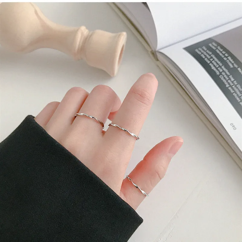 Скрученные кольца из 100% стерлингового серебра 925 пробы для женщин аксессуары