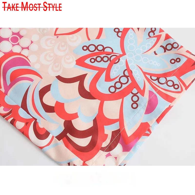 

Women 2021 Chic Fashion With Sashes Totem Print Jumpsuits Vintage Long Sleeve Button-up Female Playsuits Mujer