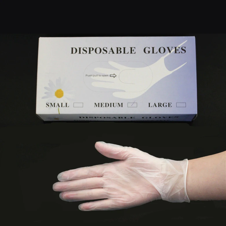 Виниловые смотровые перчатки (средний 70-граф) латексные резиновые одноразовые